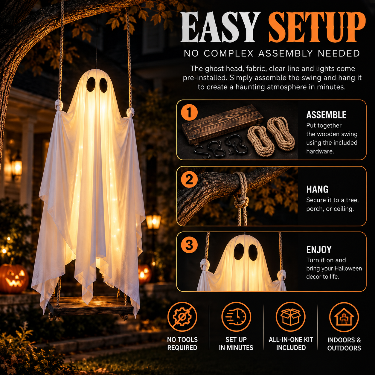Hallowa™ - 5FT Light-Up Hanging Ghost